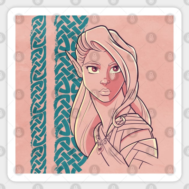 Elven Maiden Sticker by jpowersart